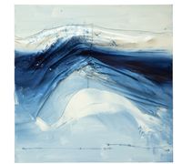 The Wave (Bernhards Shirt), 2019, Textil, Acryl auf Leinwand, ca. 100 x 100 x 15 cm